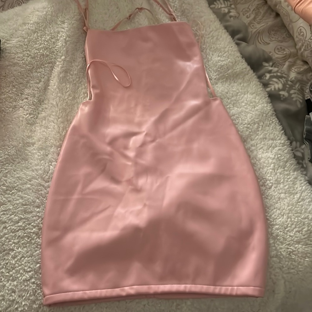 Backless pink mini dress